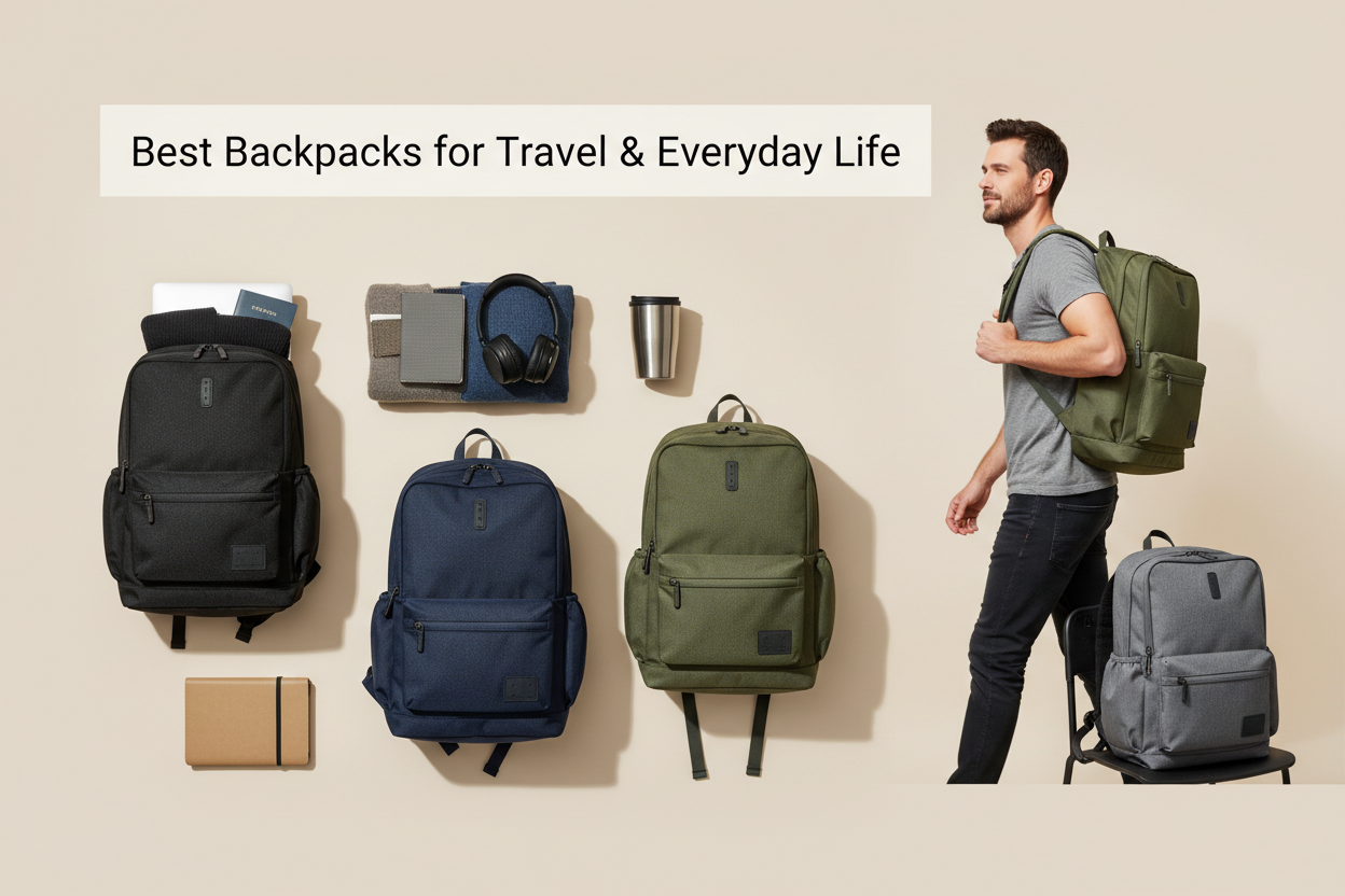 Collection image view of Lightweight travel backpack with multiple pockets