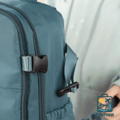 Detail shot of the Urban Trip BackPack zippers and stitching for durability - travel gear