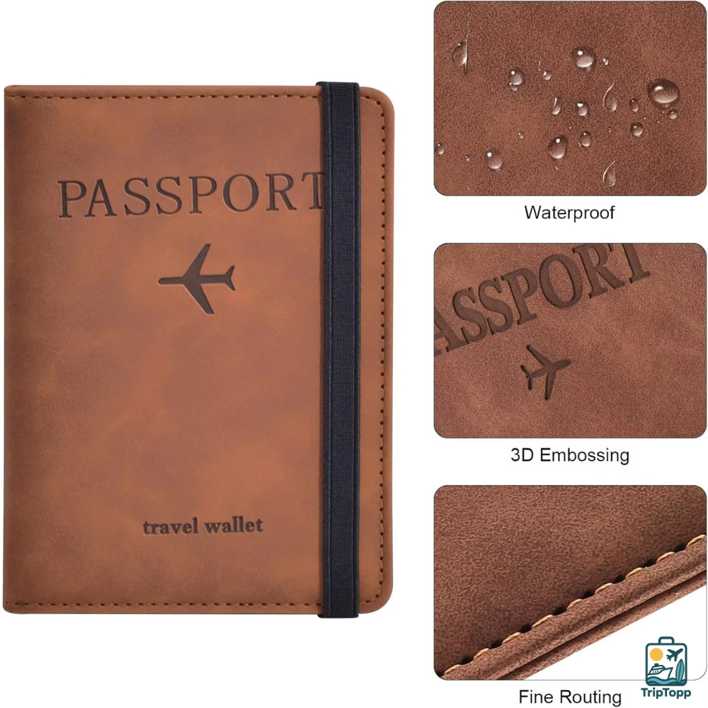 Product image page of Passport Holder Wallet Compact travel passport holder with RFID protection