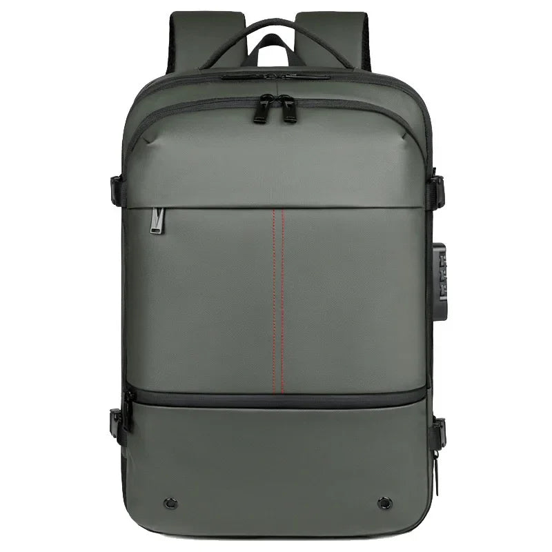 Gray backpack with black accents on a white background