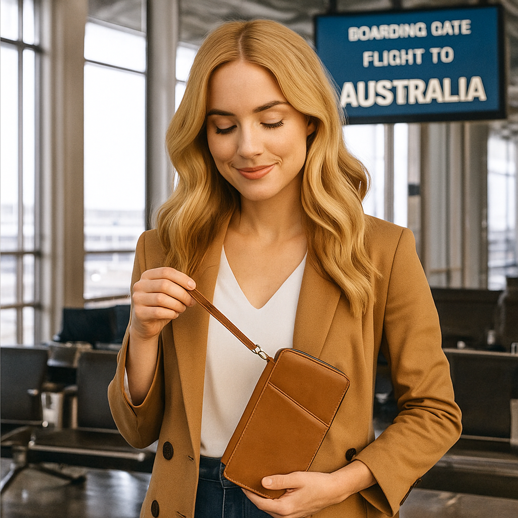 JetSet Luxe™ Wristlet Passport Wallet (RFID) model using view