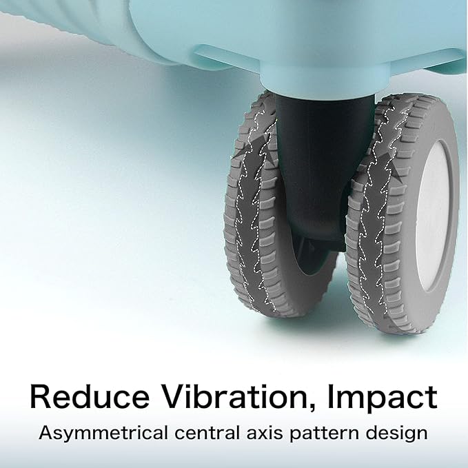 Close-up of a wheel with text 'Reduce Vibration, Impact' on an abstract background