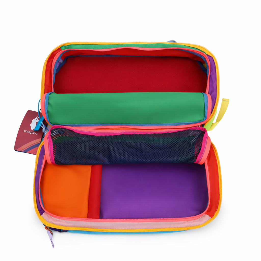 Colorful rectangular pouch with multiple compartments - travel gear