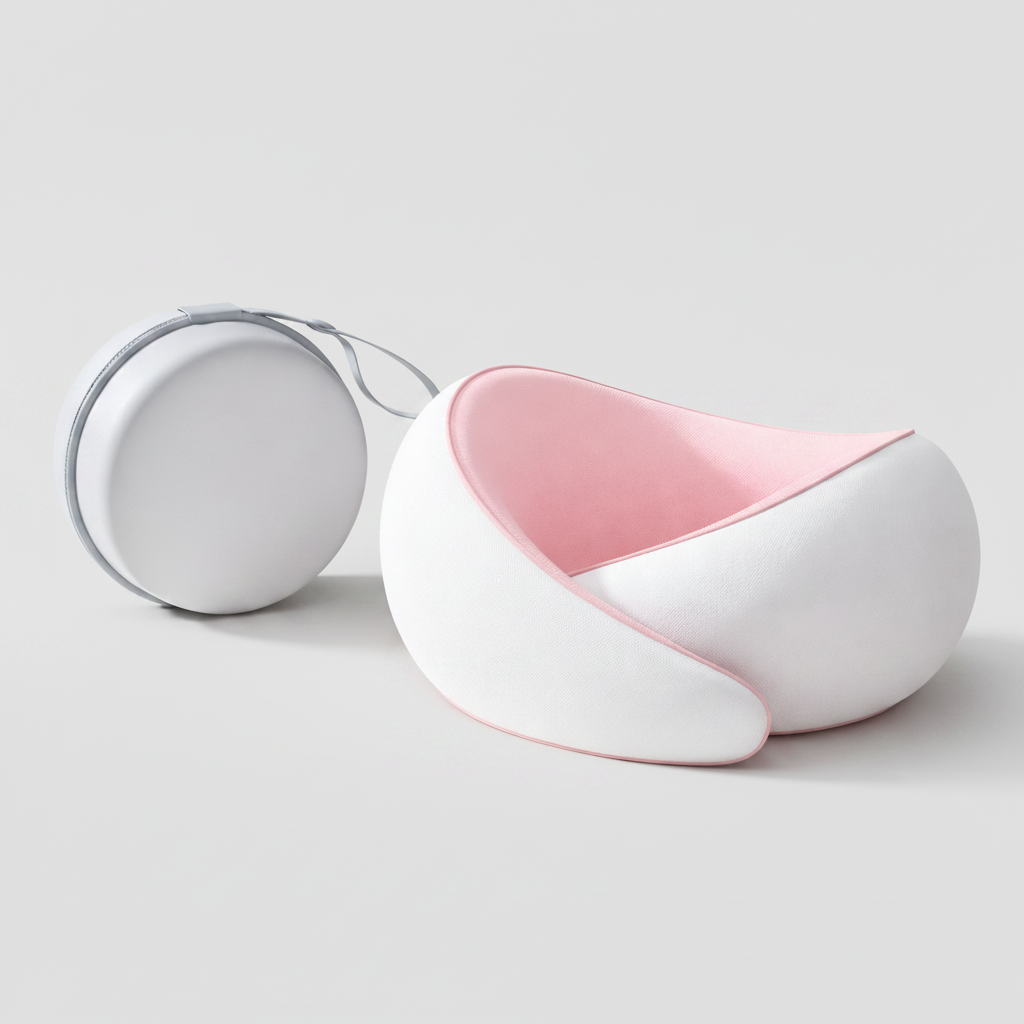 White and pink baby seat with a mirror - travel accessories Australia