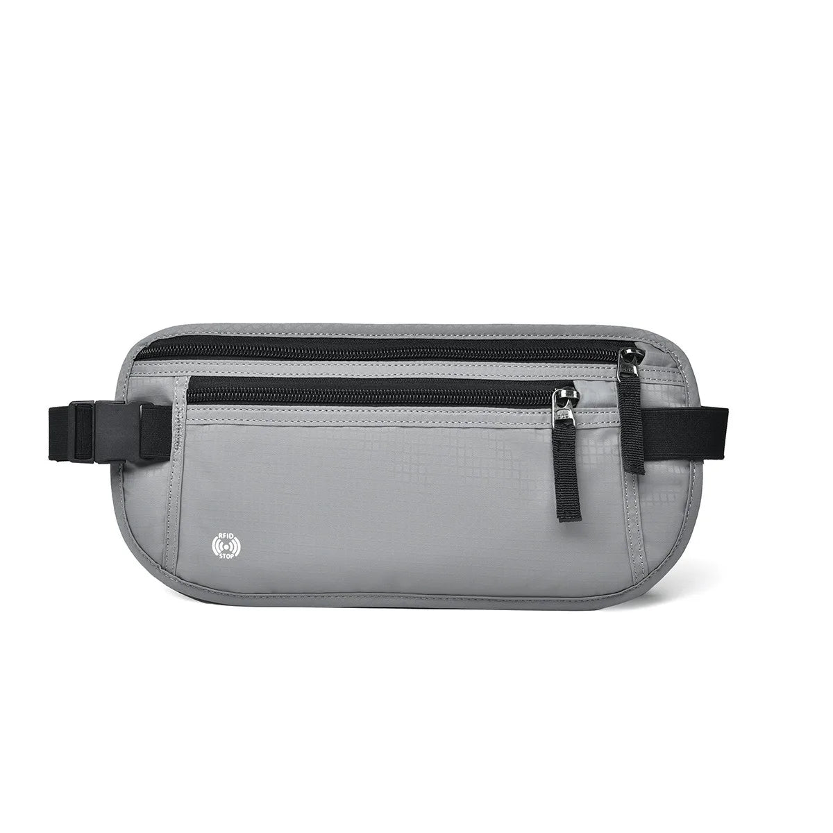 PasSafeBelt travel money pouch flat lay with passport cards cash and travel essentials