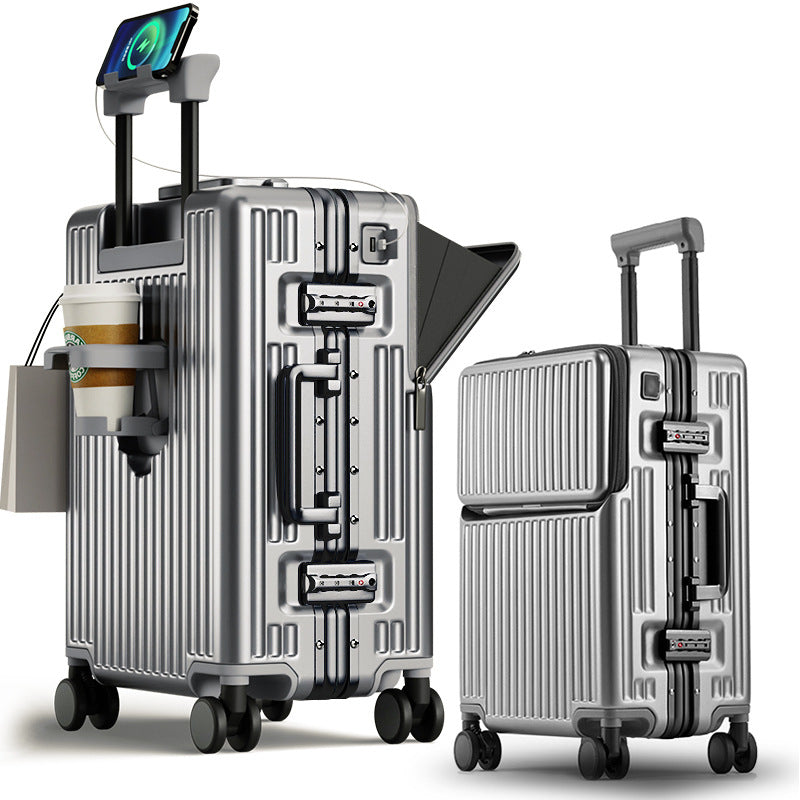 Travel suitcase in use during modern airport travel lifestyle