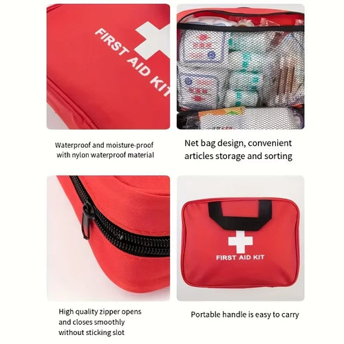 Compact first aid kit open showing organised compartments camping hiking travel