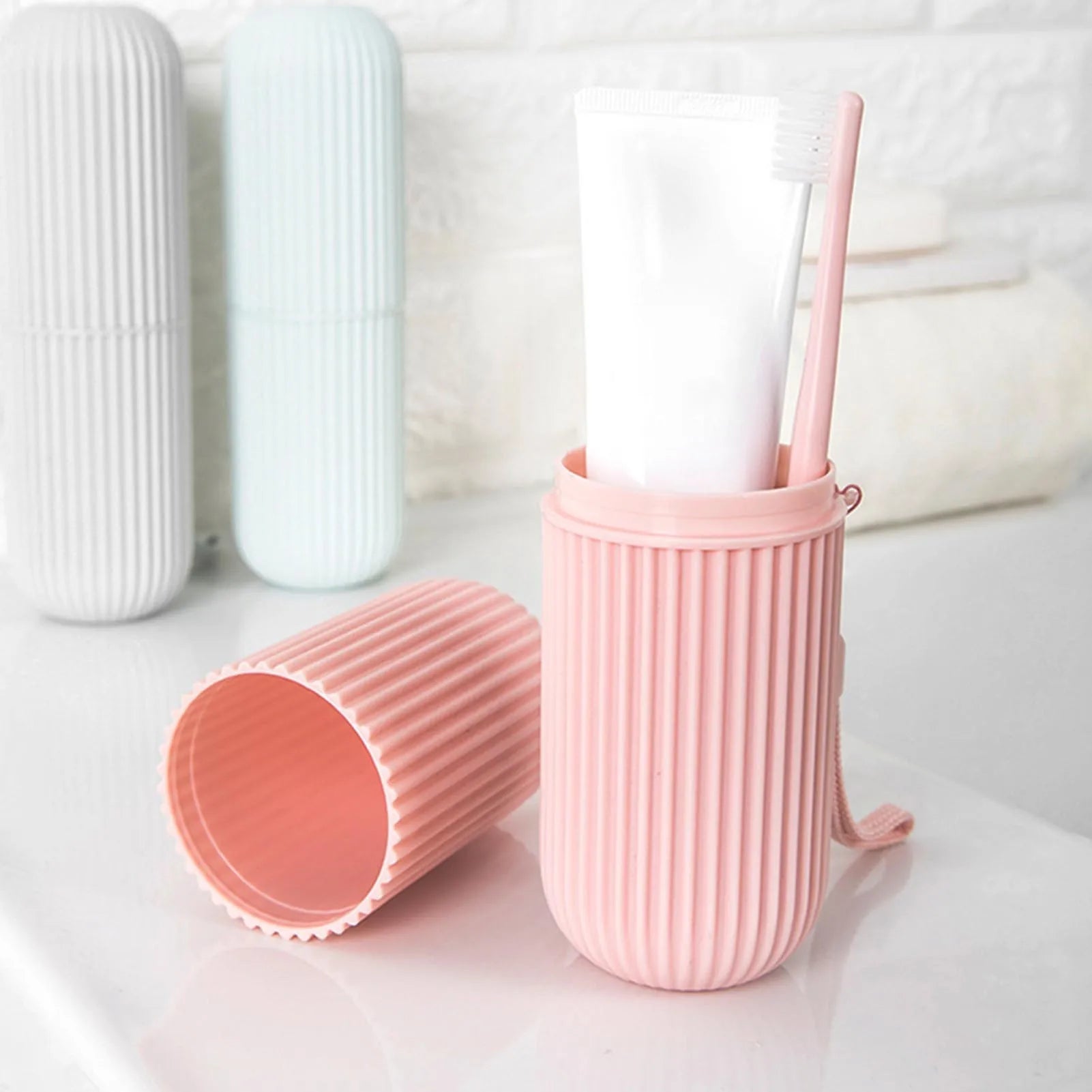 Trip Topp travel dental storage case pink front view toothbrush toothpaste organiser