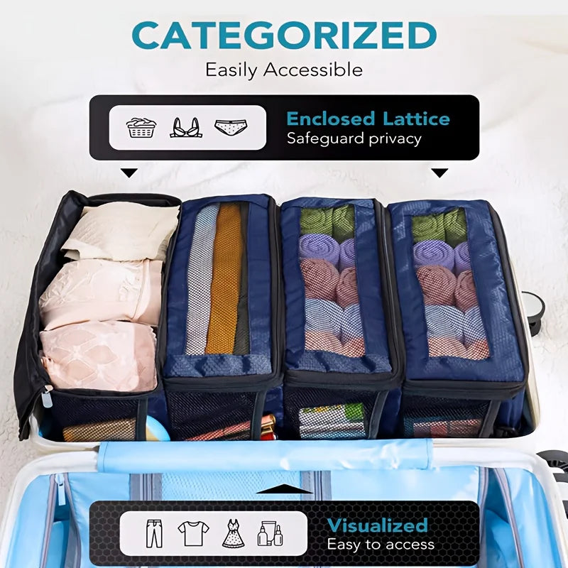 Hanging suitcase divider organiser wrinkle-free clothes storage hotel cruise travel