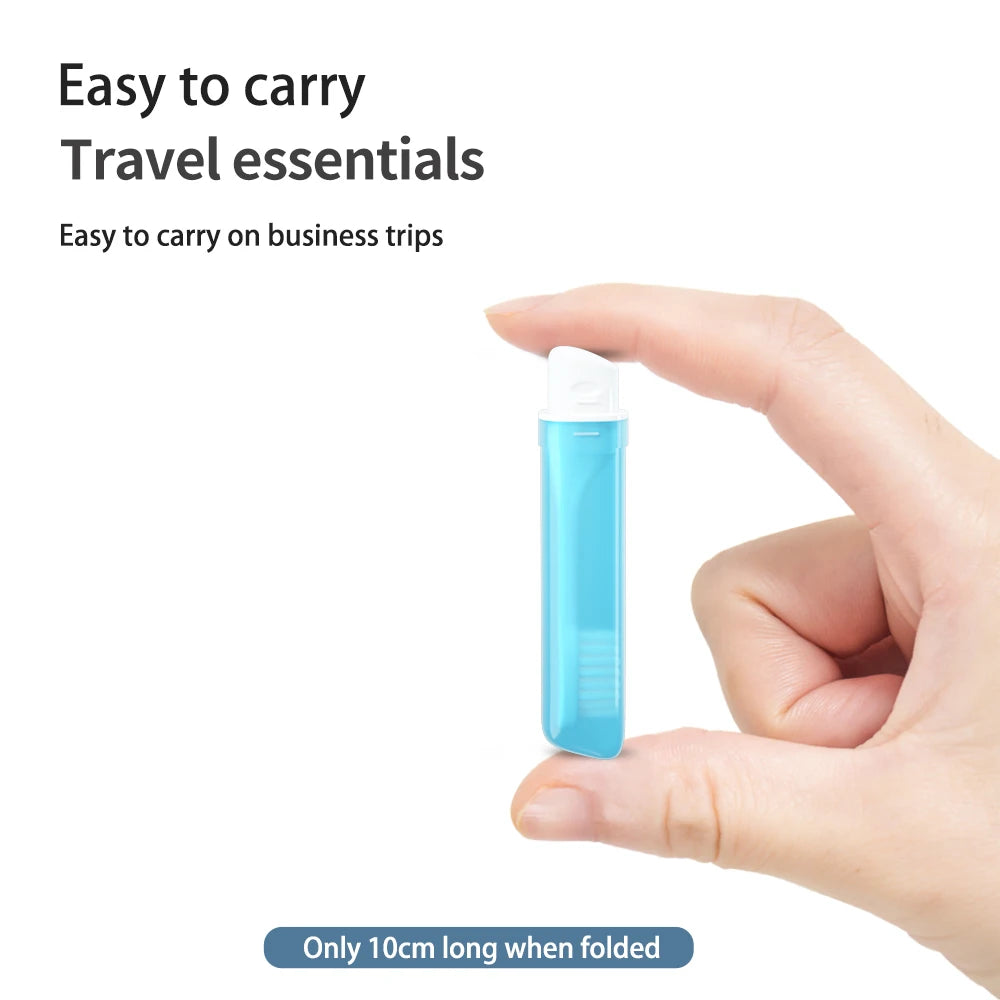 Mini folding toothbrush open and closed position lightweight travel dental accessory