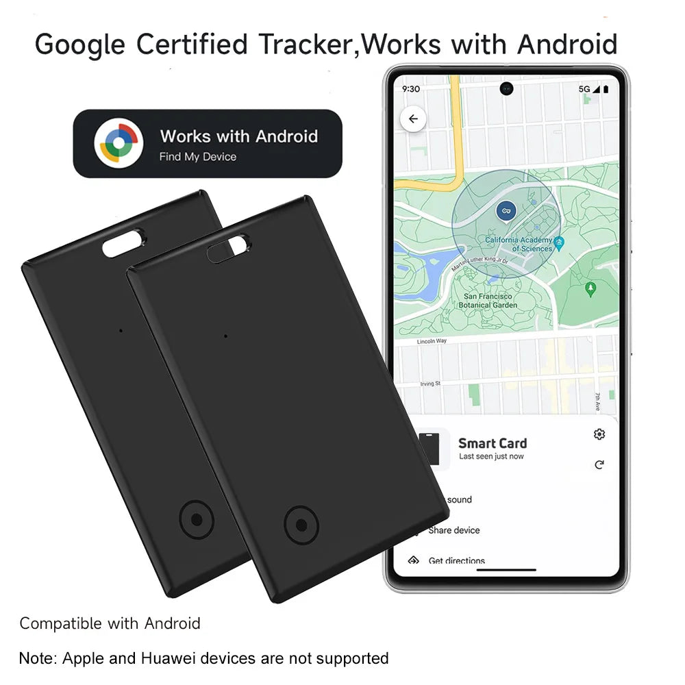 Android wallet tracker card Google Find Hub compatible slim waterproof travel tracker