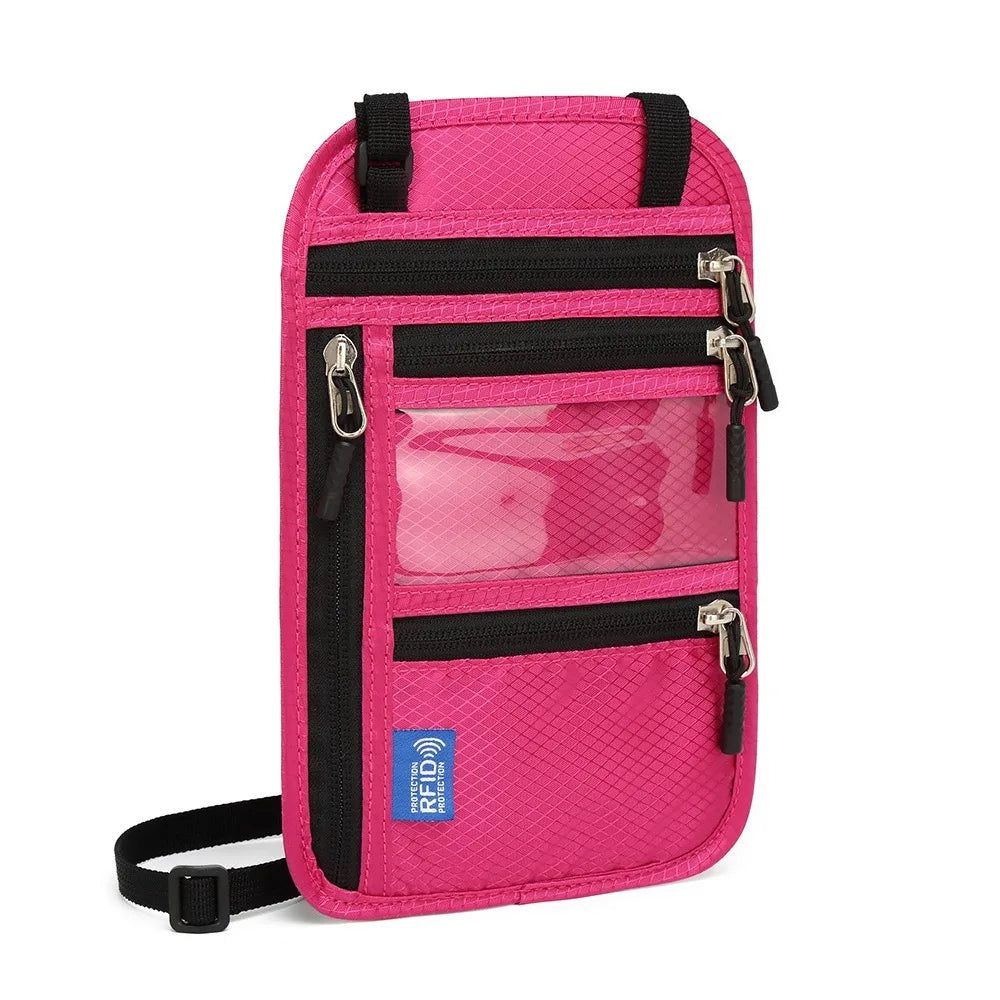 SecurePass anti-theft crossbody neck wallet size comparison lightweight travel essential