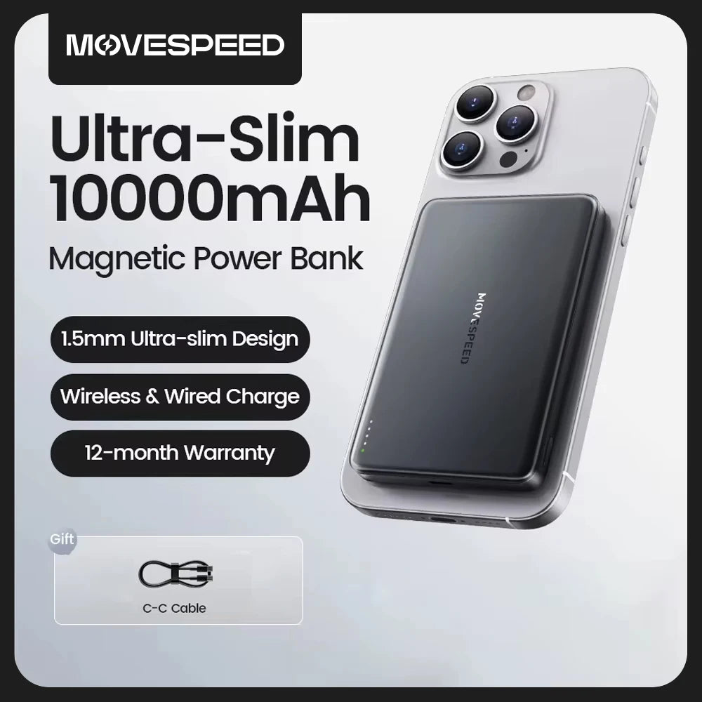 Slim magnetic power bank 10000mAh wireless MagSafe travel charger compact Australia