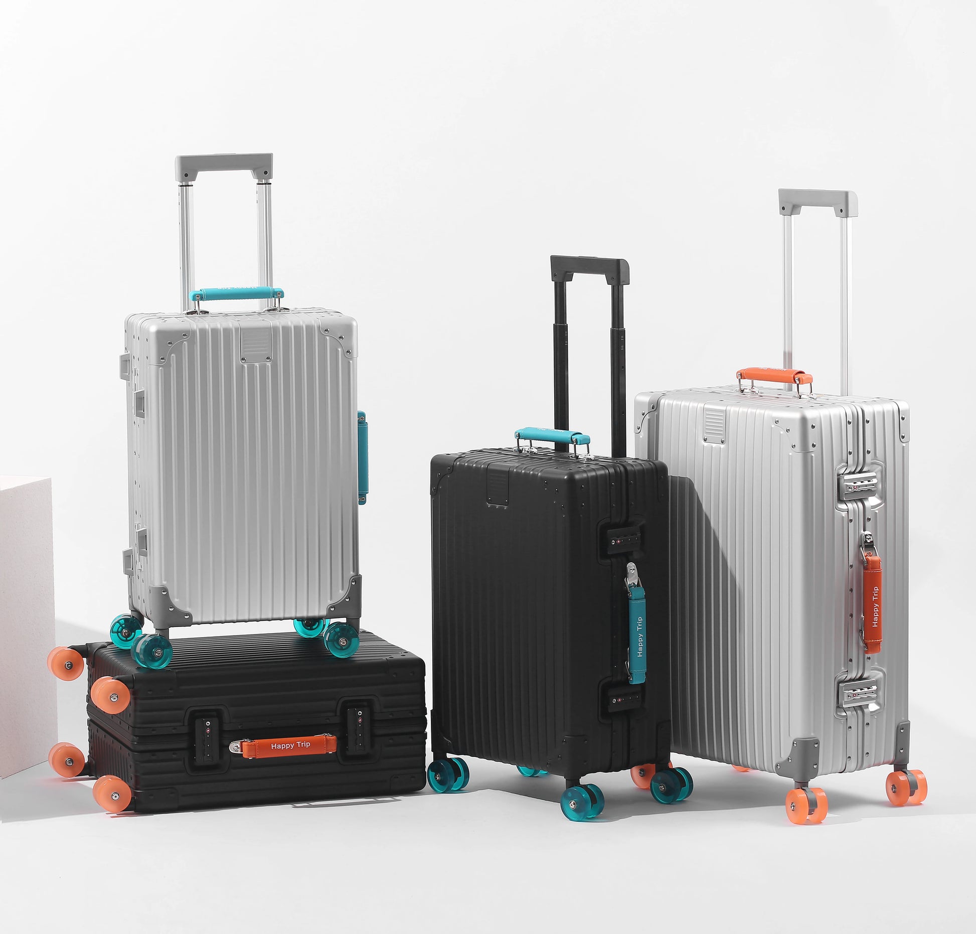 Colourful Spinner Suitcase with TSA Lock – open showing storage