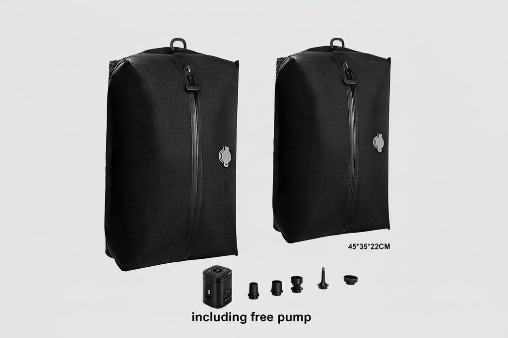 Close-up of the TripTopp AirLock Vacuum Compression Travel Bags showing key features and build quality - packing organiser