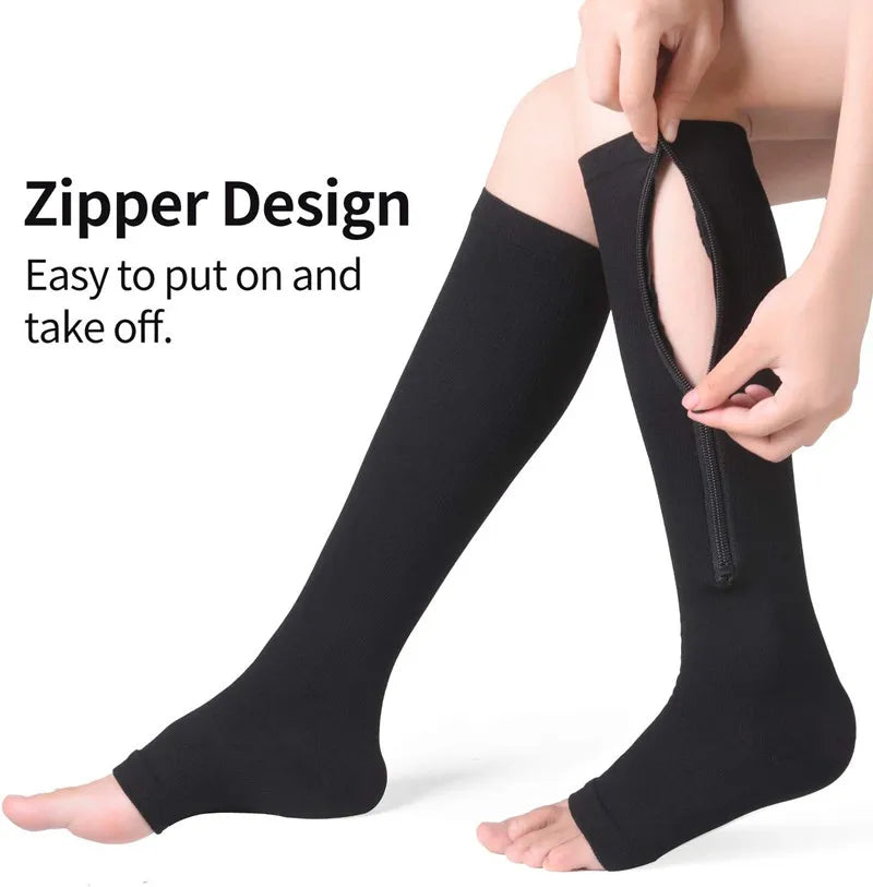 Front view of the Zipper Compression Socks - travel storage solutions, perfect for Australian travellers