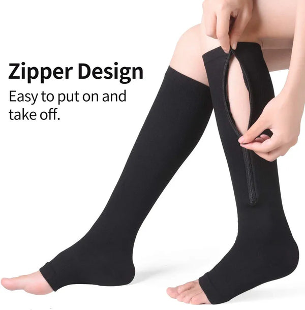 Zipper Compression Socks – Easy-On Flight & Swelling Relief