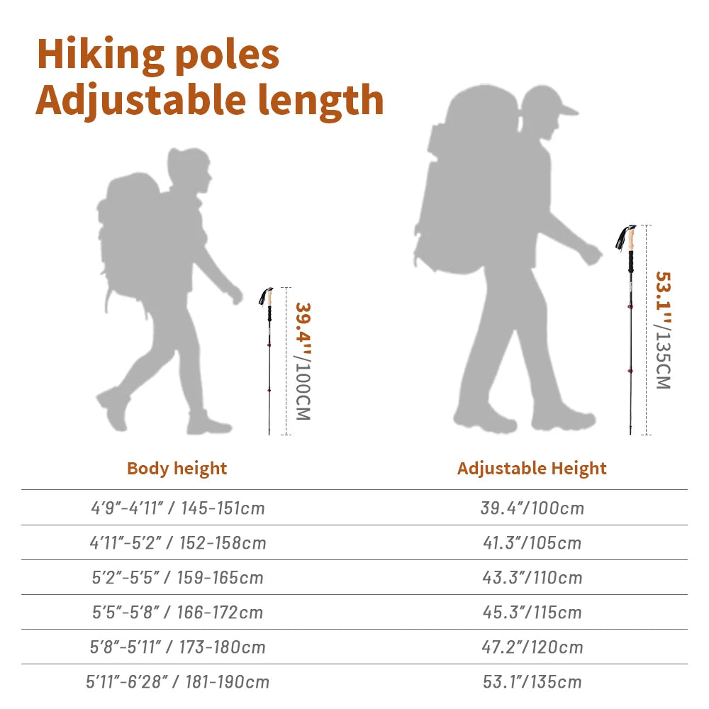 Adjustable length trekking poles all heights bushwalking alpine hiking Australia