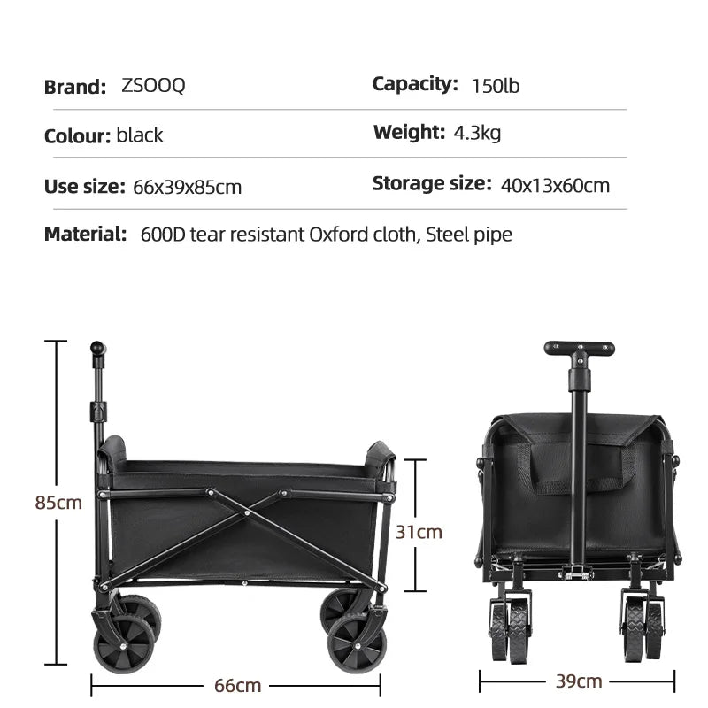 Heavy duty foldable outdoor trolley loaded with camping gear beach chairs esky