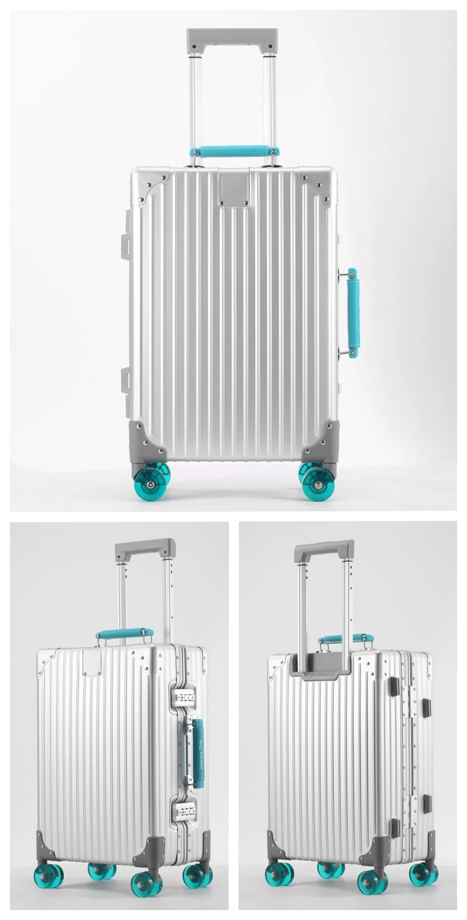 Colourful Spinner Suitcase with TSA Lock – carrying handle view