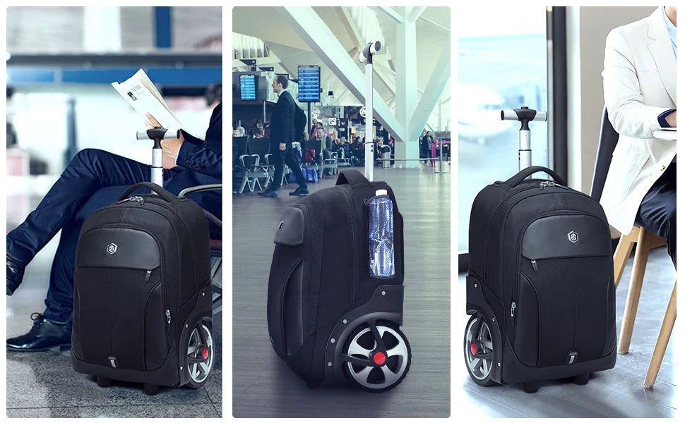 Rolling Luggage Backpack 20" with Wheels – back view