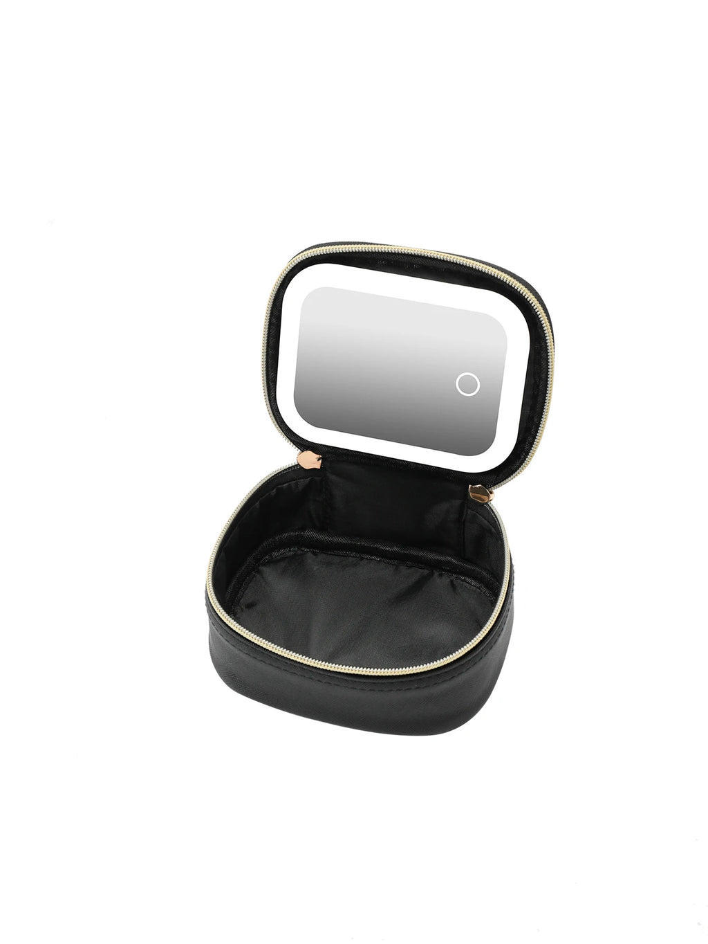 Open VanityLite Travel Makeup Bag displaying interior compartments and storage layout - packing organiser