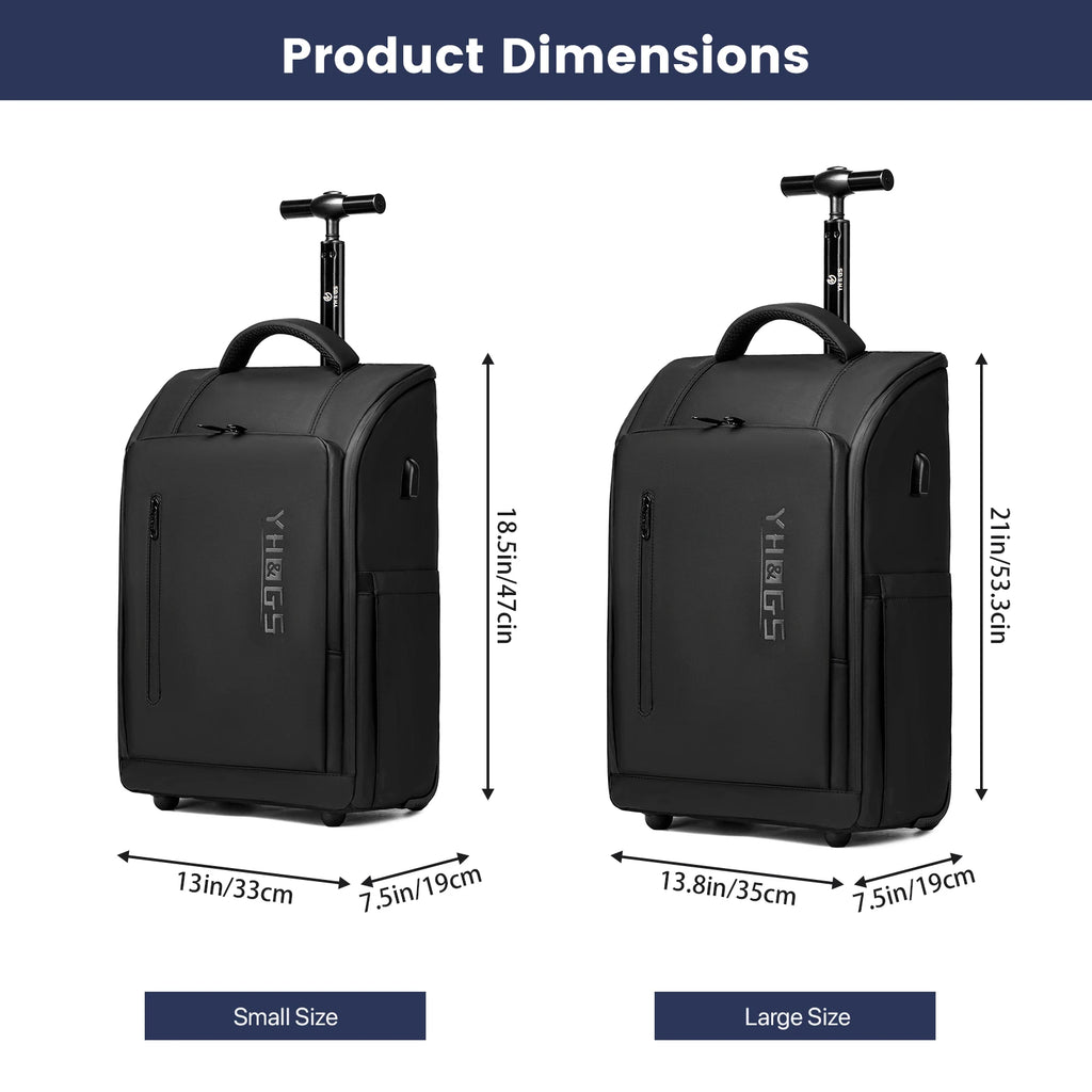 RollTech 2-in-1 rolling travel backpack black wheeled carry-on laptop sleeve RFID USB charging Australia