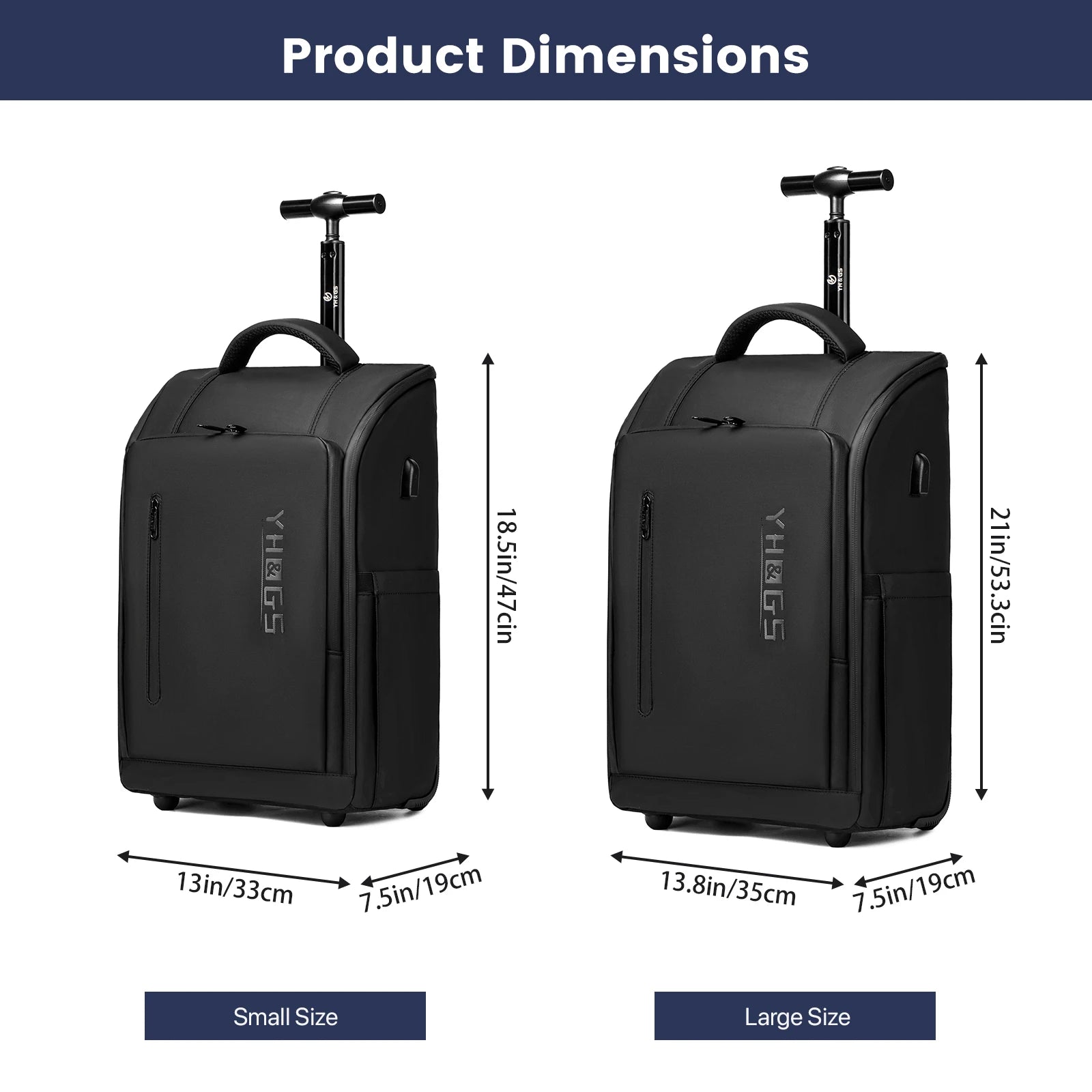 RollTech 2-in-1 rolling travel backpack black wheeled carry-on laptop sleeve RFID USB charging Australia