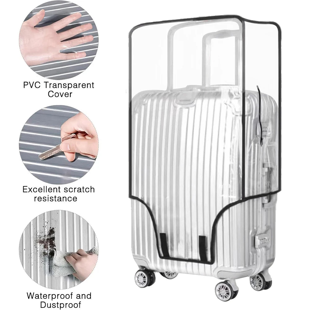 Clear PVC wheeled luggage cover transparent wear-resistant protector with wheel openings