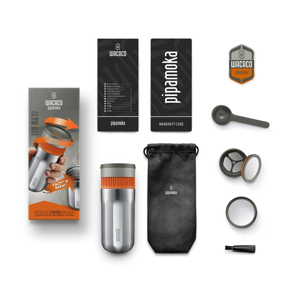Wacaco Nanopresso coffee maker set with accessories on a white background