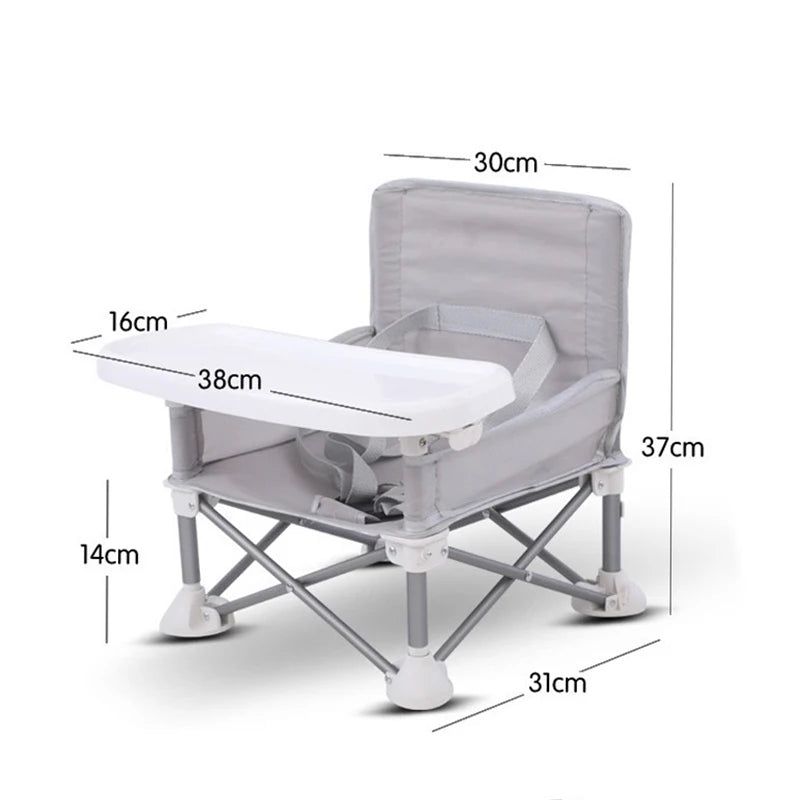 Foldable travel baby chair non-slip legs stable on sand grass decking surface