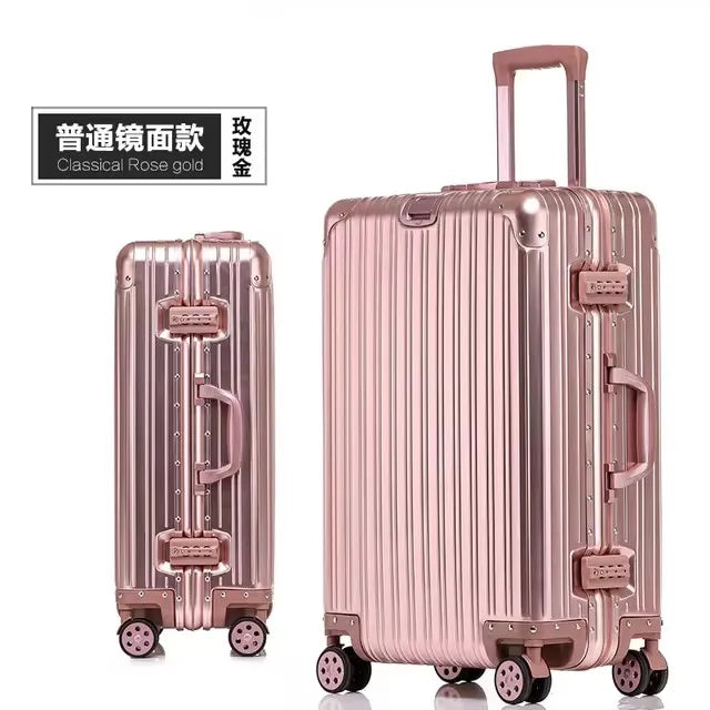 High Quality 100% Aluminum-magnesium alloy material 20/24/26/29 size travel Luggage Spinner brand – open showing storage
