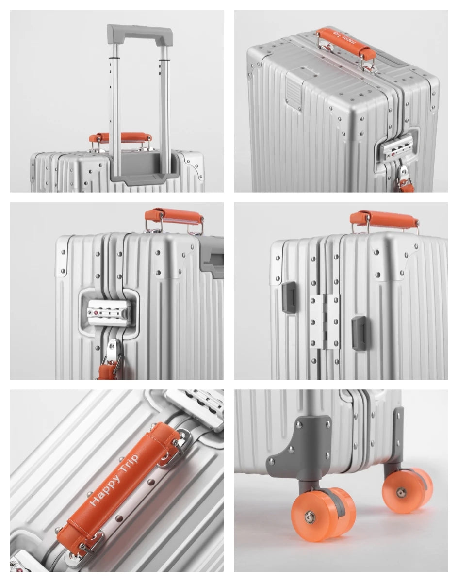 Colourful Spinner Suitcase with TSA Lock – zipper and hardware detail
