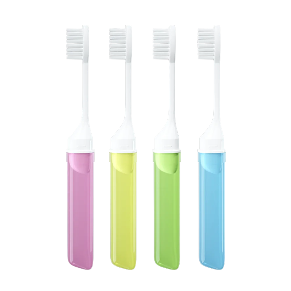 Mini foldable toothbrush green blue yellow pack travel oral care accessories