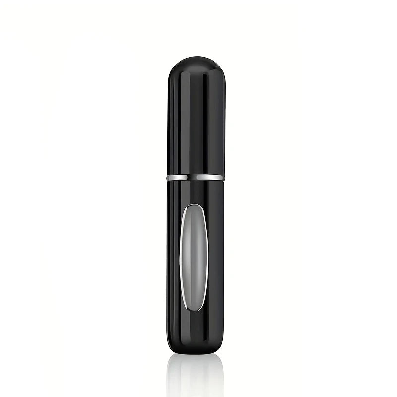 Compact aluminium perfume atomizer 5ml size versus full perfume bottle comparison travel
