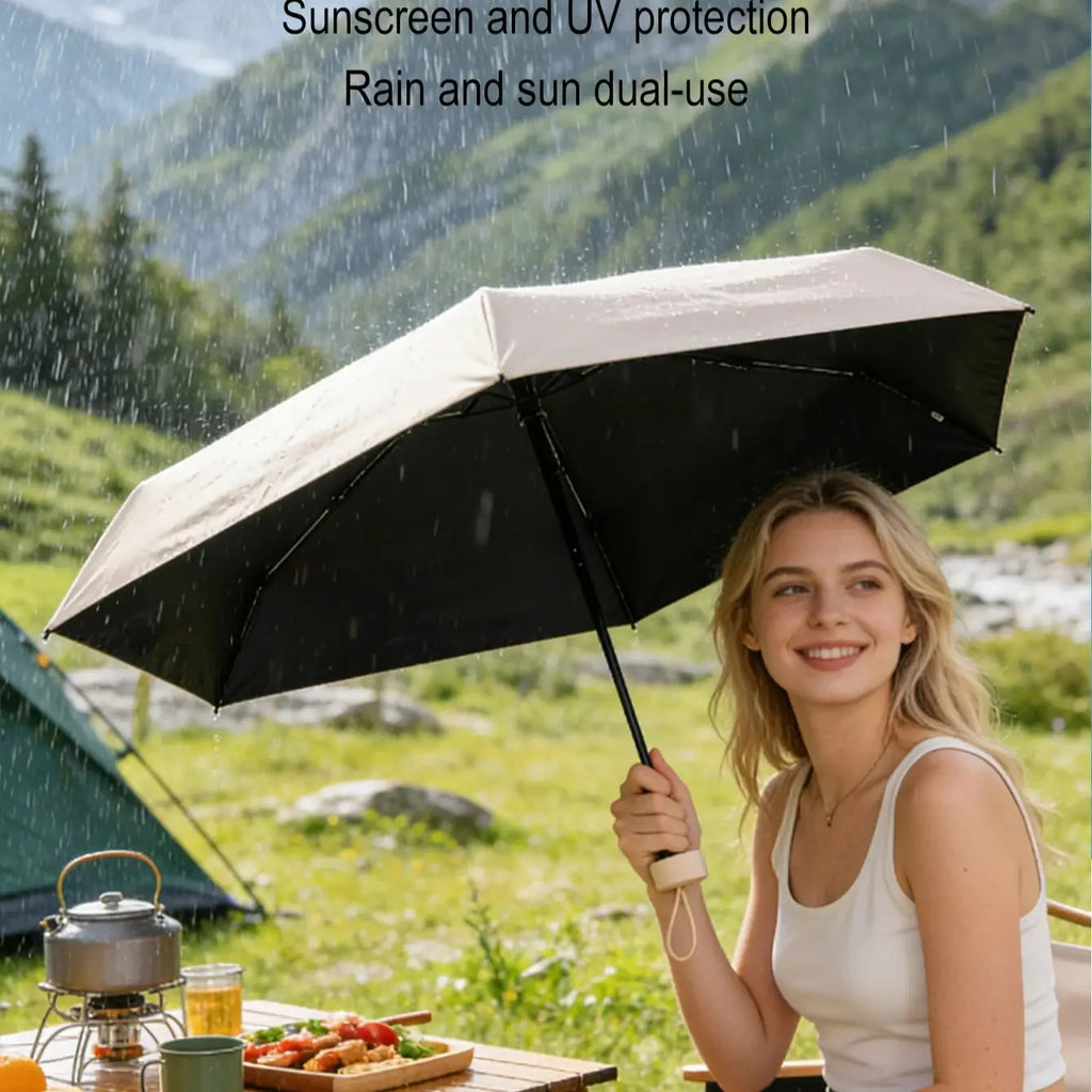 Foldable pocket travel umbrella open full canopy lightweight wind resistant