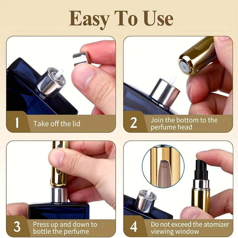 Refillable mini perfume spray bottle silver gold travel toiletry fragrance accessory