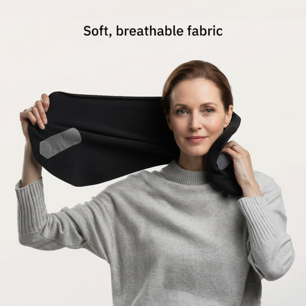 TiltRest Air Lightweight Travel Pillow shown in use during travel, demonstrating its everyday convenience - travel bag