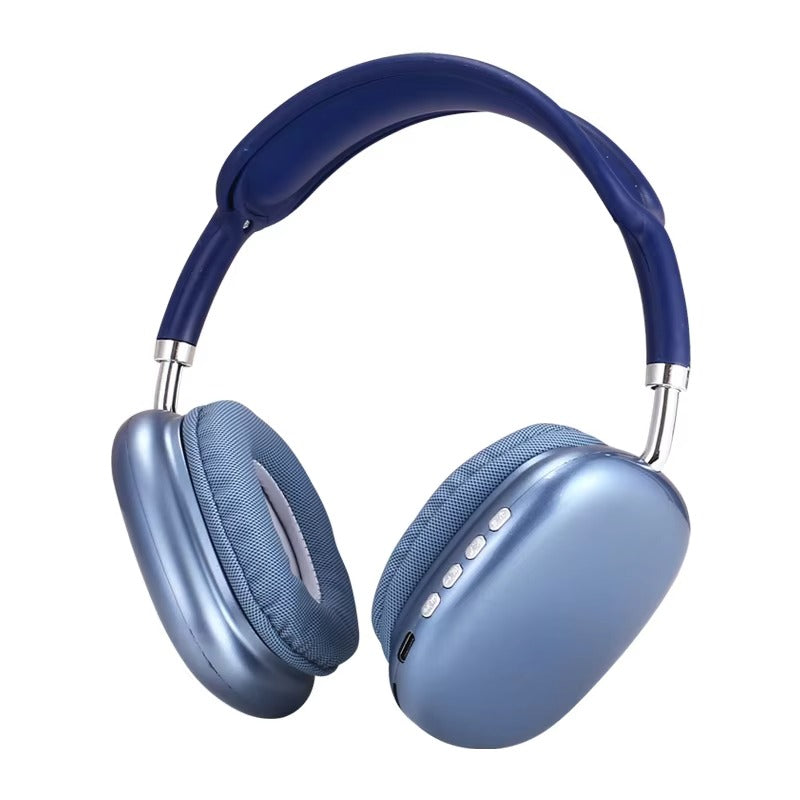 Blue headphones on a white background