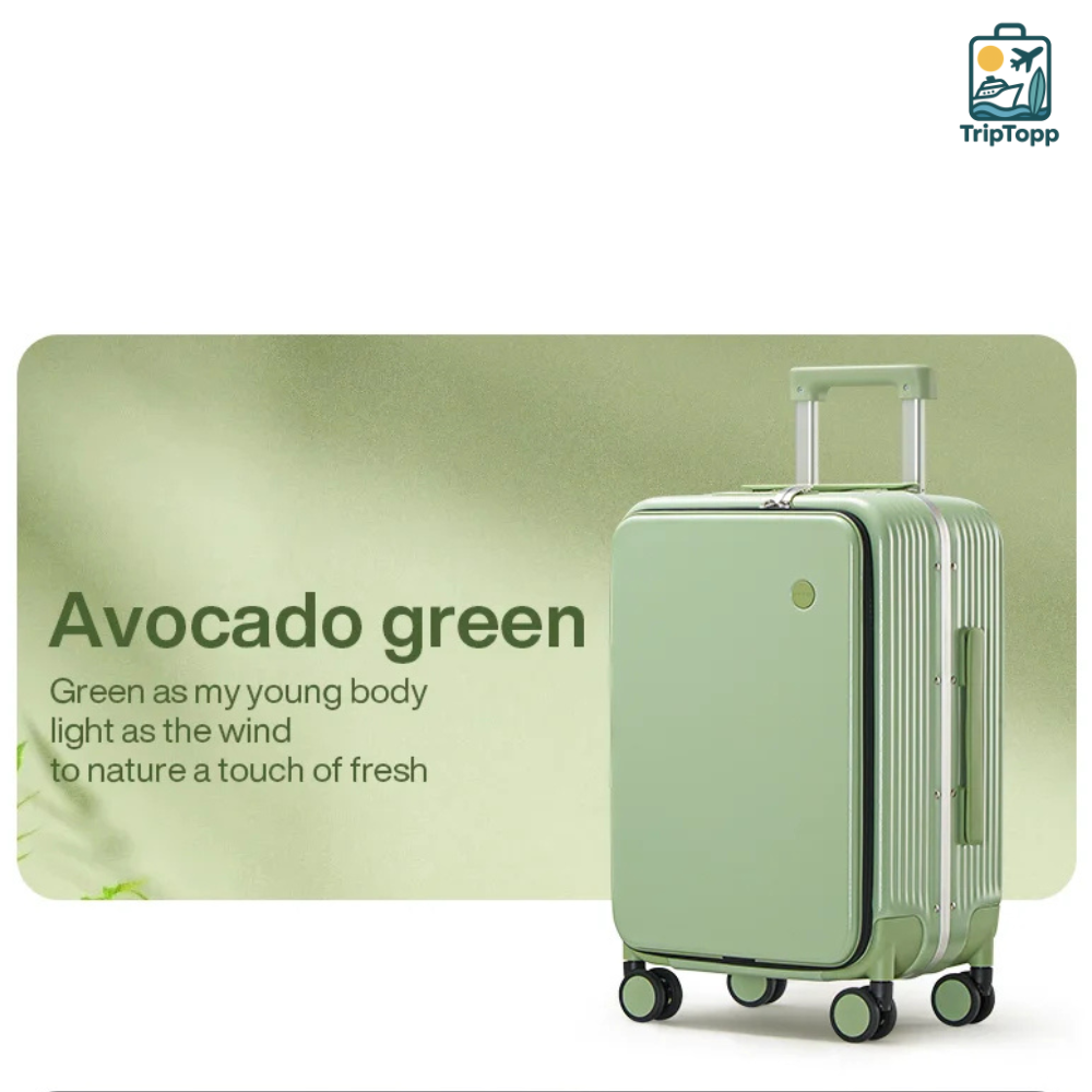 Aluminium frame cabin suitcase 20 inch green carry-on approved luggage Australia