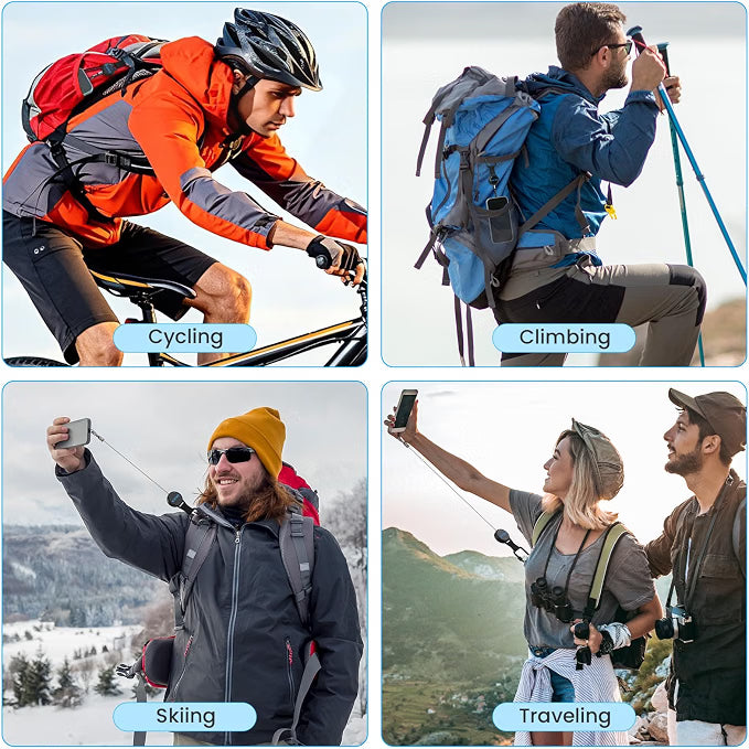 Retractable anti-drop phone lanyard used for cycling, hiking, skiing and travel selfies