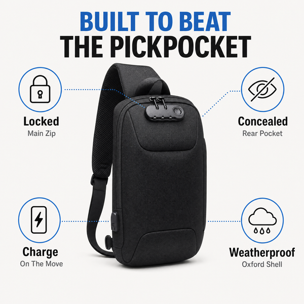 TravelGuard™ Anti-Theft Crossbody Bag | Lock, USB Charging + Hidden Pocket