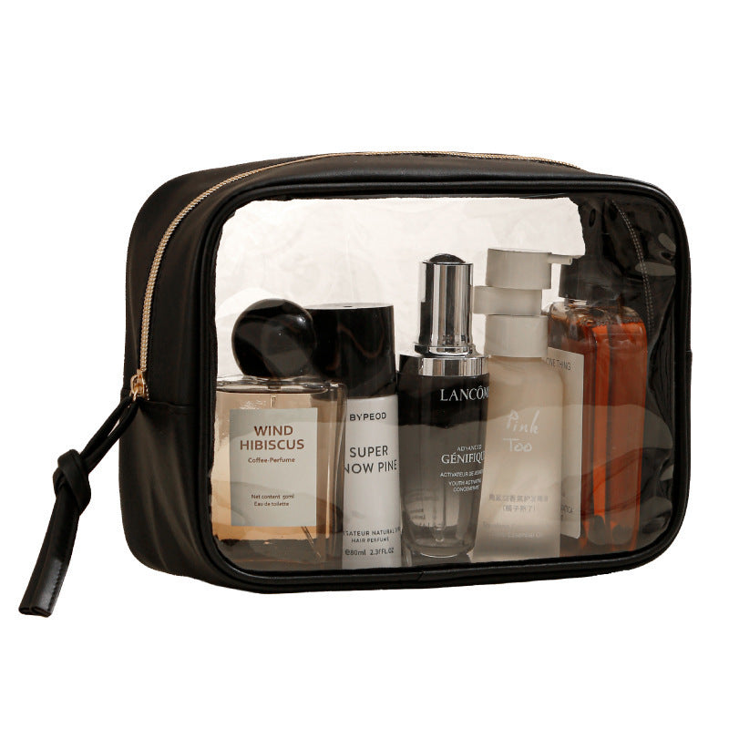 Clear PVC toiletry bag in use airport security makeup travel Australia