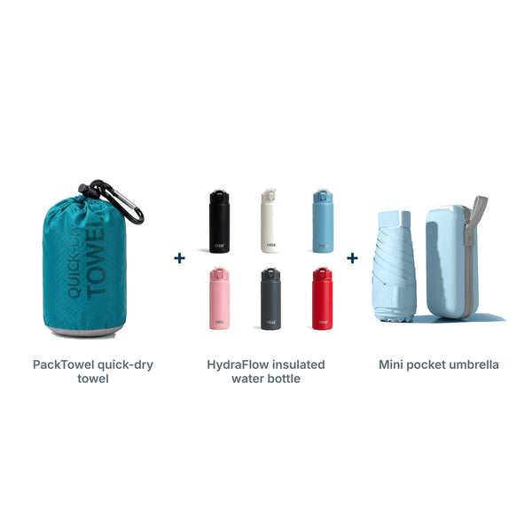 Beach Day Kit, Towel, Bottle & Umbrella