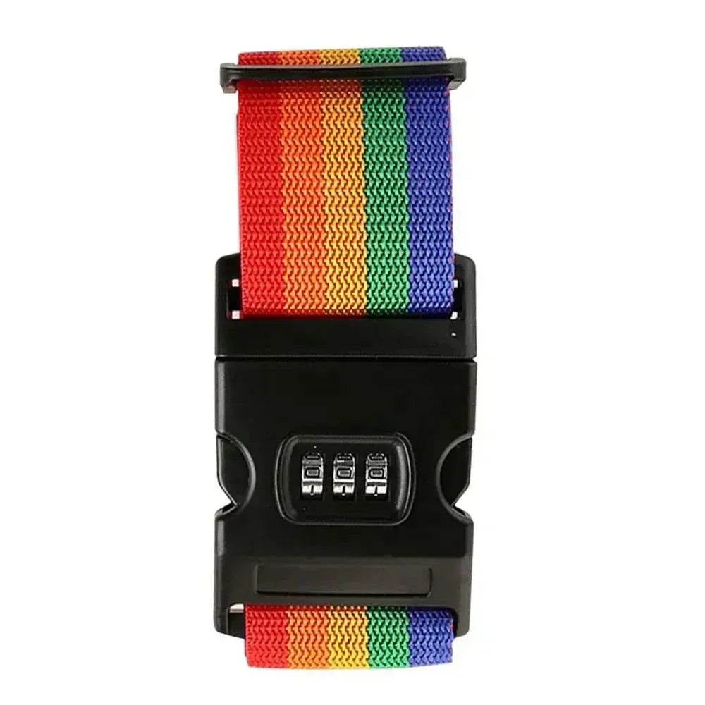 Rainbow CodeSafe luggage strap with combination lock buckle