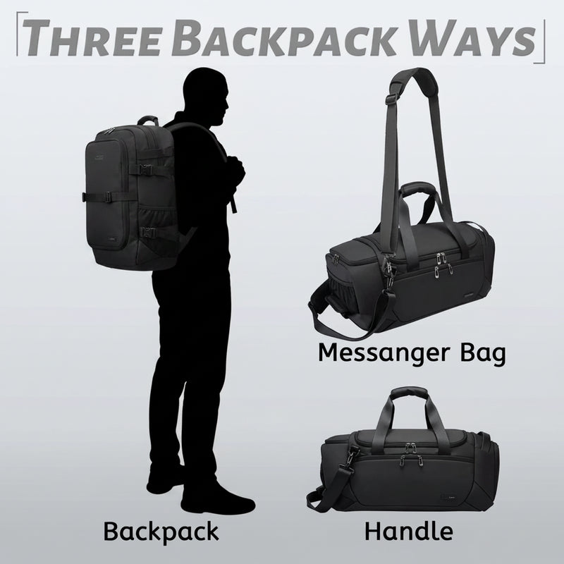 DryMate duffel bag carried three ways: backpack, messenger bag or by the handles