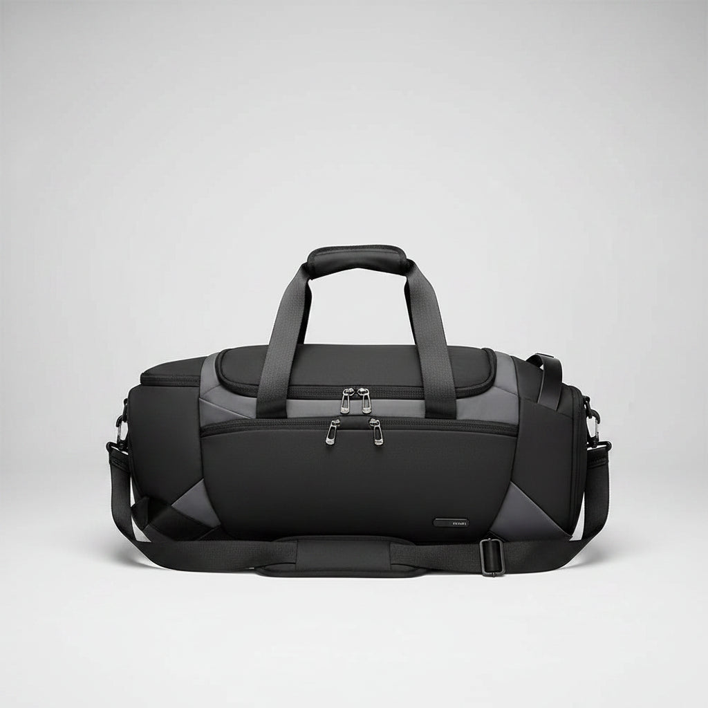 DryMate waterproof duffel bag side view with reinforced handles and detachable shoulder strap
