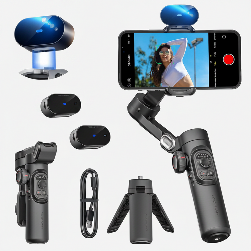 FocusFlow AI Gimbal shown from the side, highlighting its compact travel-friendly design - travel essentials