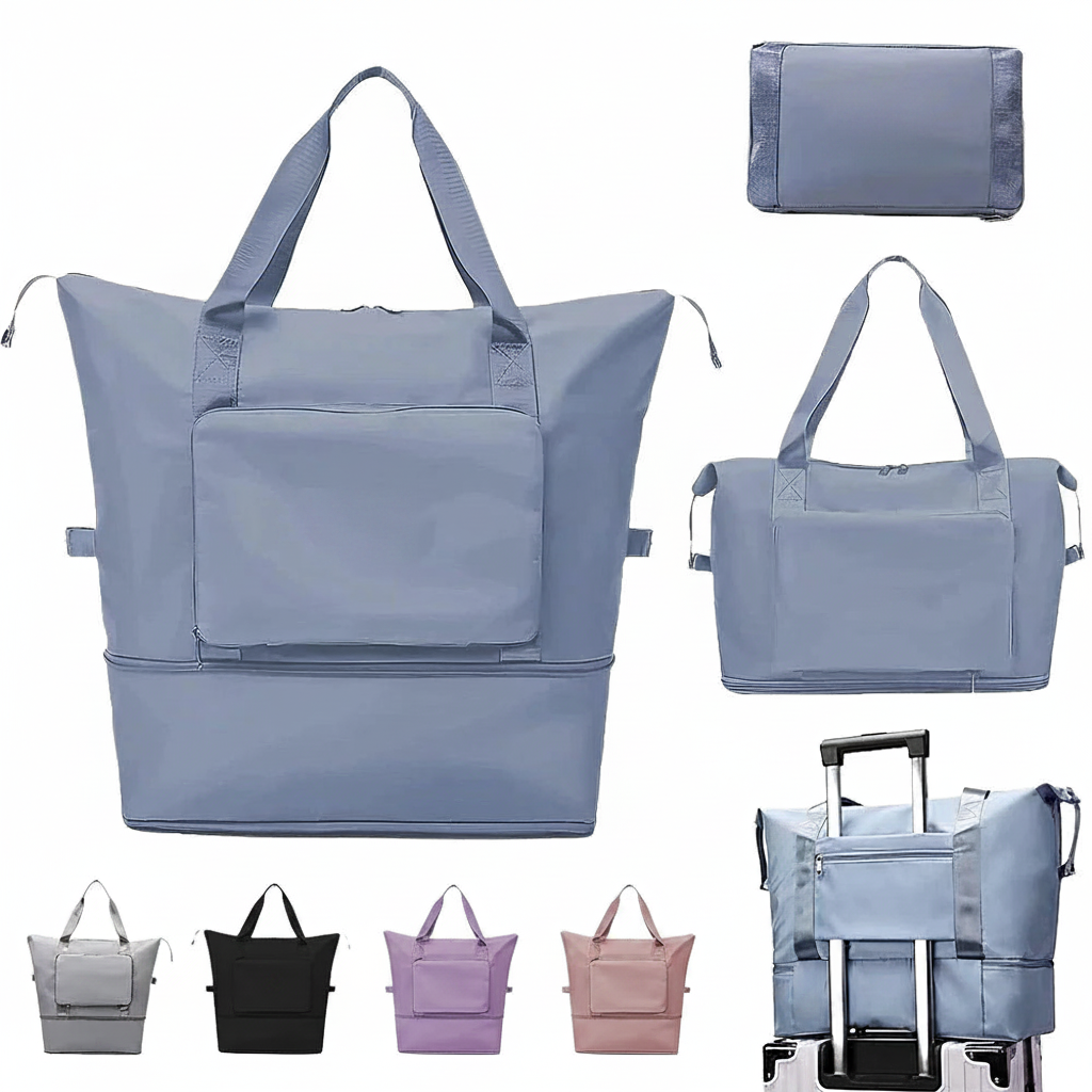 Foldable Carry-On Travel Duffle Bag Foldable carry-on travel duffle bag folded to compact hand-size pouch - travel essentials