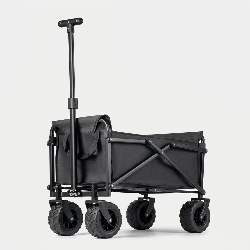 Foldable heavy-duty outdoor cart black collapsible beach camping trolley Australia